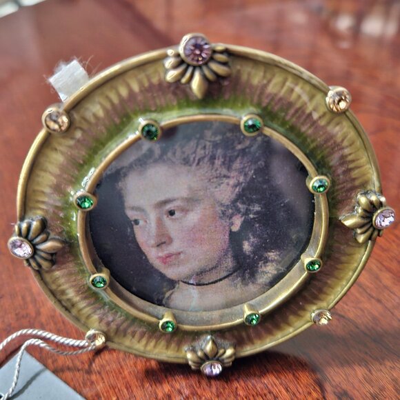 RARE NWT RETIRED JAY STRONGWATER FLORA & FAUNA AGATHA ROUND CRYSTAL ENAMEL FRAME - Picture 1 of 10